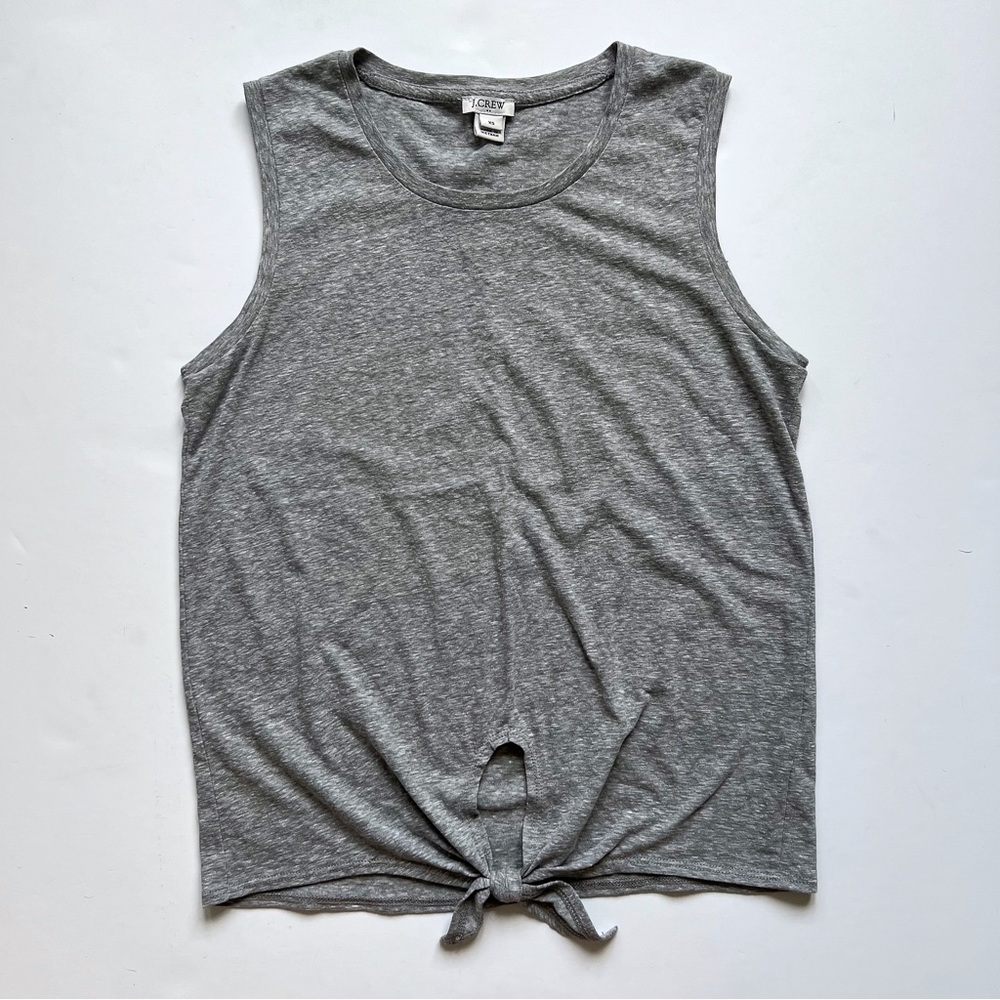 J. Crew Gray Knot Front Tank Top Sleeveless Tee - XS Extra Small